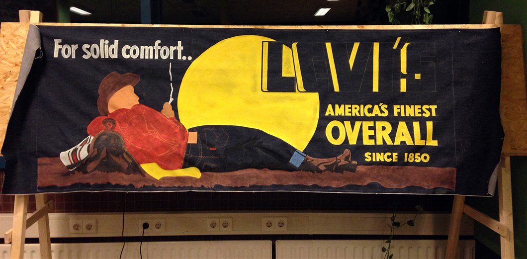Shon Price Levi's Hand Painted Vintage Denim Banner Overall Cowboy 4.jpg
