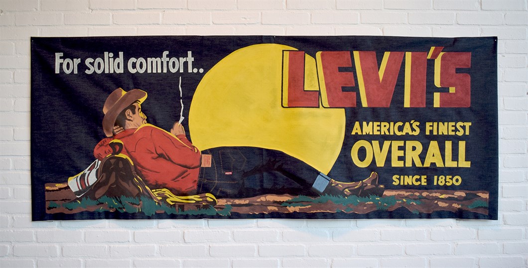 Shon Price Levi's Hand Painted Vintage Denim Banner Overall Cowboy 2.jpg